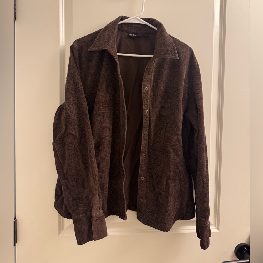 Y2K Erika Brown Paisley Corduroy Shirt Jacket XL